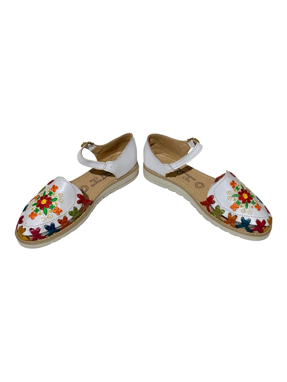 Women’s Art Esano de Ceja Floral Embroidered Closed Toe Leather Sandals Size 9 - Picture 4 of 6